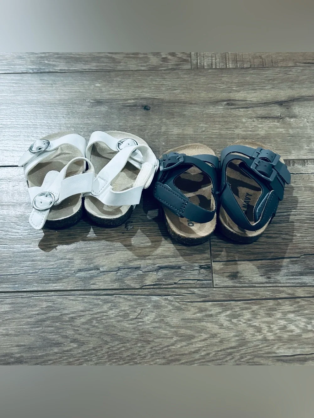 Two Pair Old Navy Double Strapped Sandals For Baby 0-3mo Gray And White